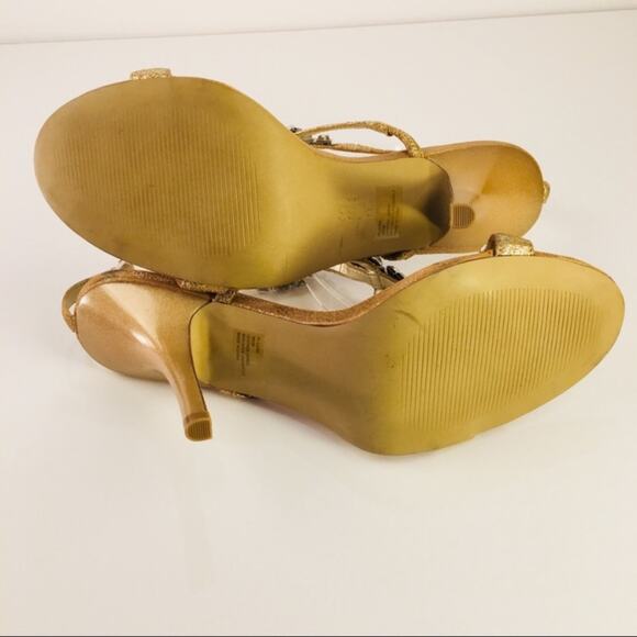 BCBG Tan Rhinestone Strappy Heels Formal Sz 9 - Picture 4 of 7